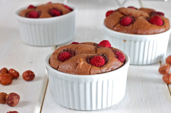 raspberry brownies in bowls
